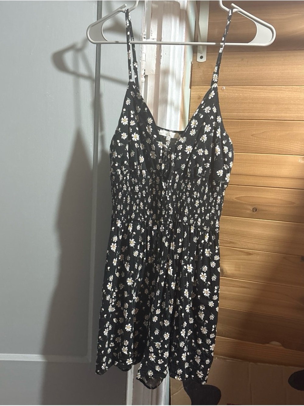 Ultra Flirt Black Floral Mini Dress with White Daisy Print